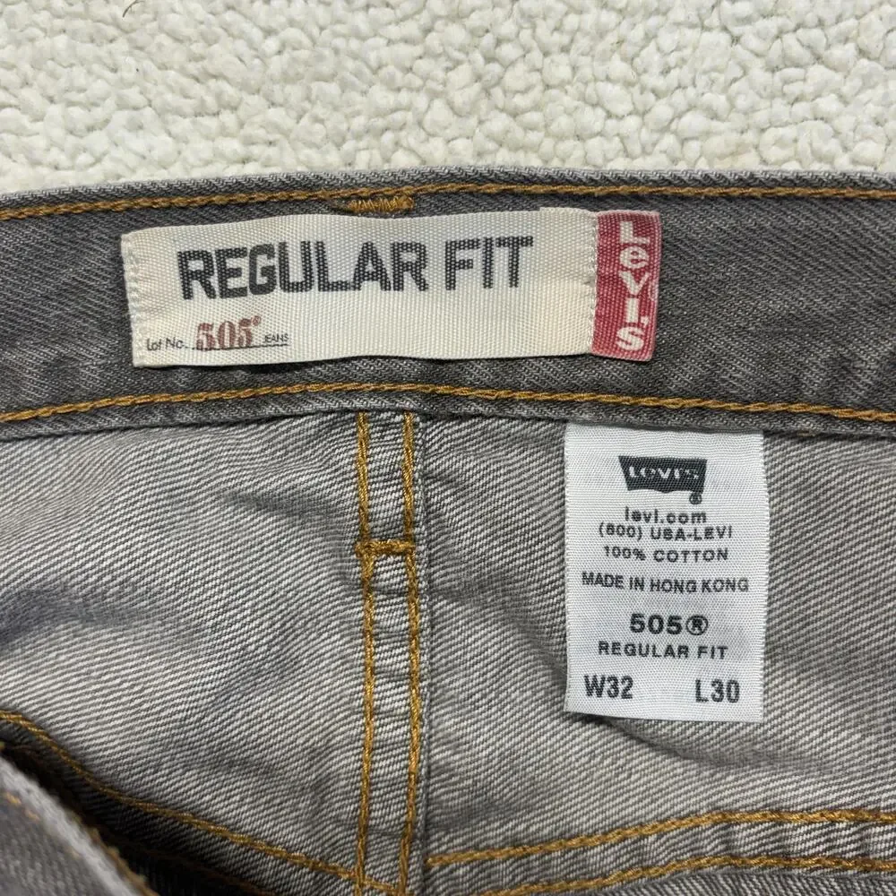 Vintage Levi's 505 Jeans Mens 32x30 Gray Straight Regular Fit Denim Y2k Hongkong